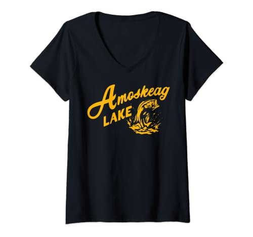 Damen Amoskeag Lake Essential T-Shirt Angelshirt T-Shirt mit V-Ausschnitt Damen Amoskeag Lake Essential T-Shirt Angelshirt T-Shirt mit V-Ausschnitt von Fishing Shirt