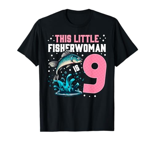 Angeln 9. Geburtstag Mädchen Diese kleine Fischerfrau ist 9 T-Shirt Angeln 9. Geburtstag Mädchen Diese kleine Fischerfrau ist 9 T-Shirt von Fishing birthday tees