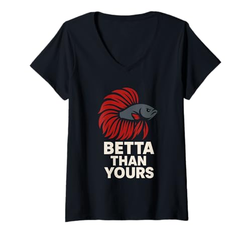 Damen Betta Fischsammler Halbmondzüchter Exotic Tank Pride T-Shirt mit V-Ausschnitt Damen Betta Fischsammler Halbmondzüchter Exotic Tank Pride T-Shirt mit V-Ausschnitt von Fishkeeper Hobby Betta Mom Aquarium Club Apparel