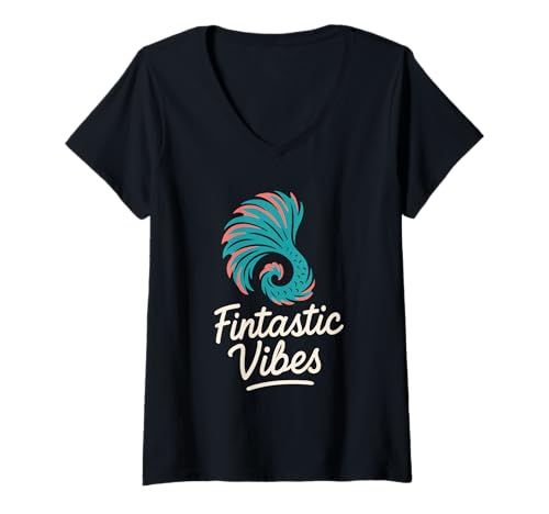 Damen Betta Fischsammler Halbmondzüchter Exotic Tank Pride T-Shirt mit V-Ausschnitt Damen Betta Fischsammler Halbmondzüchter Exotic Tank Pride T-Shirt mit V-Ausschnitt von Fishkeeper Hobby Betta Mom Aquarium Club Apparel