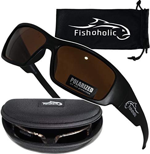 sunssoon Fishoholic Polarized Fishing Sunglasses -5 Color Options- w Case Pouch UV400 Fishing Gift von Fishoholic