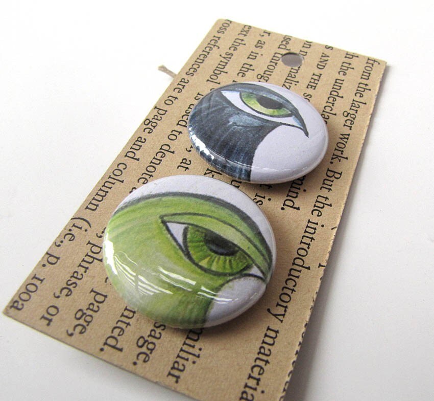 Pin Back Buttons - Big Eyed Birds Set 5-1 Zoll Pin Back Buttons - Big Eyed Birds Set 5-1 Zoll von Fishstikks