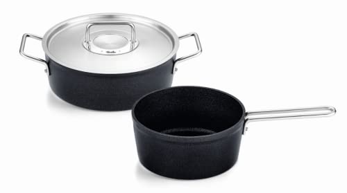 Fissler Topf-Set "Adamant", Aluminium, (Set, 2 tlg., Bratentopf mit Deckel Ø 24 cm, Stielkasserolle Ø 18cm), Made in Germany von Fissler