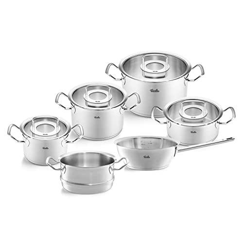 Fissler Topf-Set "Original-Profi Collection" Set, Kochtopf 16/20/24 + Bratentopf 20 + Sauteuse 20 + Dämpfeinsatz 20cm, 6 Stk. tlg. Edelstahl 18/10 von Fissler