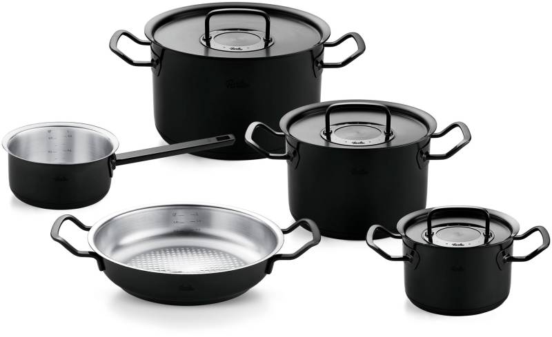 Fissler Topf-Set "Original-Profi Collection ShadowLine" Set, 3 Kochtöpfe mit Metalldeckel, 1 Servierpfanne, 1 Stielkasserolle, 8 Stk. tlg. Edelstahl 18/10 von Fissler