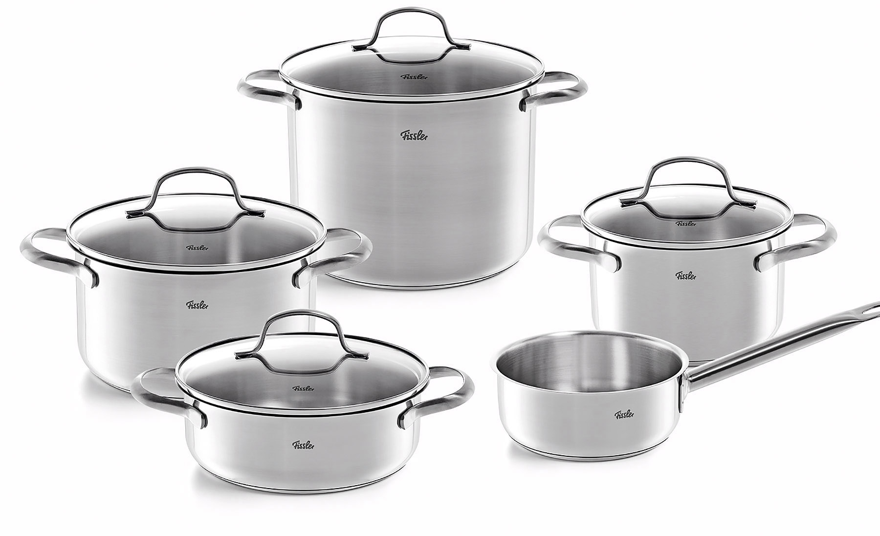 Fissler Topf-Set "San Francisco", Edelstahl 18/10, (Set, 9 tlg., Bratentopf 20 cm, je 1 Kochtopf 16/20/24 cm, Stielkasserolle 16 cm) von Fissler