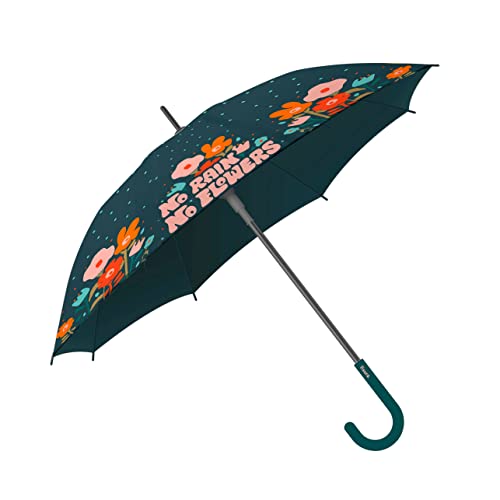 FISURA - Großer Schirm kein Regen keine Blumen. Jugendschirm mit Blumen. Automatischer Regenschirm mit Knopf. Stabiler bedruckter Regenschirm. 106 Zentimeter im Durchmesser. von FISURA