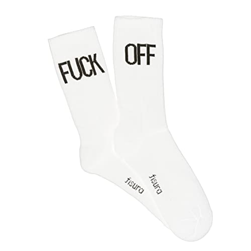 Fisura - Original Herrensocken "F*** Off" in weiß. Geschenk-Socken. Ein Paar hohe Socken. Zusammensetzung: Baumwolle und Polyester. Größe: 41-45. von FISURA