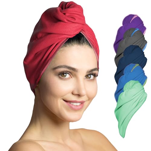 Fit-Flip Haarturban Mikrofaser - 1 Stück Haarhandtuch mit Knopf - schnelltrocknend und saugstark - Microfaser Kopf Turban - Haar Handtuch (Koralle) von Fit-Flip