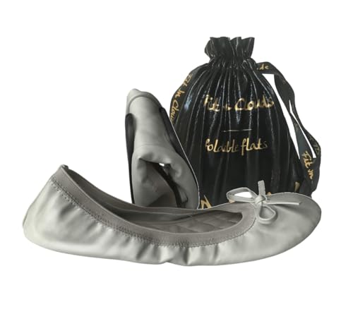 Faltbare, tragbare Ballerinas für Damen, die gefaltet werden und in eine Tasche passen, mattes Silber, 39.5 EU von Fit in Clouds