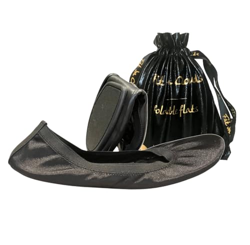 Fit in Clouds Tragbare faltbare flache Satin-Schuhe für Damen mit Tasche für den täglichen Gebrauch, Schwarz, 43 EU Fit in Clouds Tragbare faltbare flache Satin-Schuhe für Damen mit Tasche für den täglichen Gebrauch, Schwarz, 43 EU von Fit in Clouds