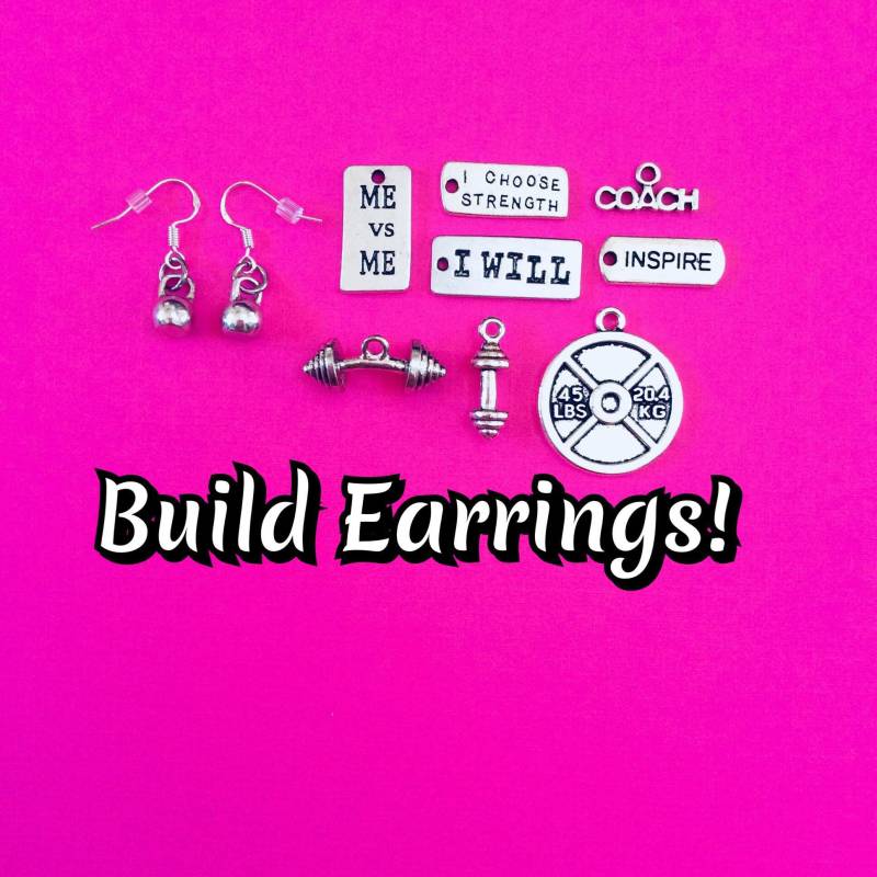 Custom Bodybuilding Ohrringe, Gewichtheben Schmuck, Fitness Hantel Ohrringe, Kettlebell Ohrringe von FitChickJewelry