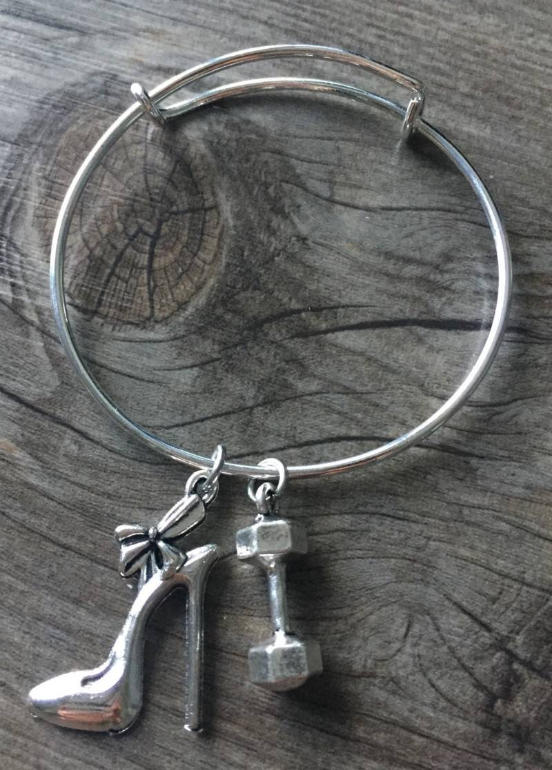 Fitness Geschenk Bodybildung Schlüsselanhänger Schmuck Gewichtheben Personal Trainer Crossfit Kettlebell Gym Workout Motivational - Heels & Steel von FitChickJewelry