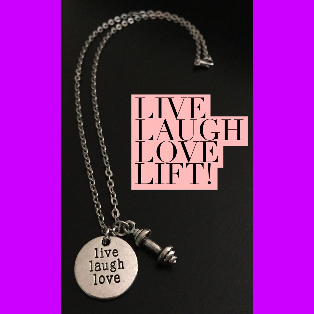 Fitness Geschenk Bodycycling Schlüsselanhänger Schmuck Gewichtheben Personal Trainer Crossfit Kettlebell Gym Workout Motivational - Live Laugh Love von FitChickJewelry