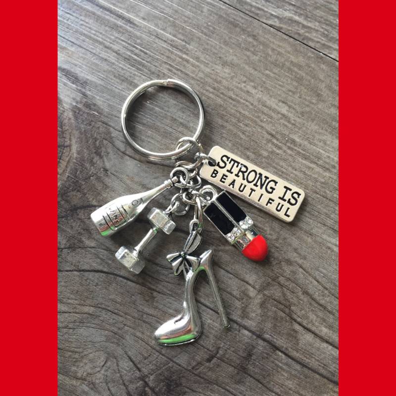 Fitness Geschenk Bodycycling Schlüsselanhänger Schmuck Gewichtheben Personal Trainer Crossfit Kettlebell Gym Workout Motivational -strong Is von FitChickJewelry