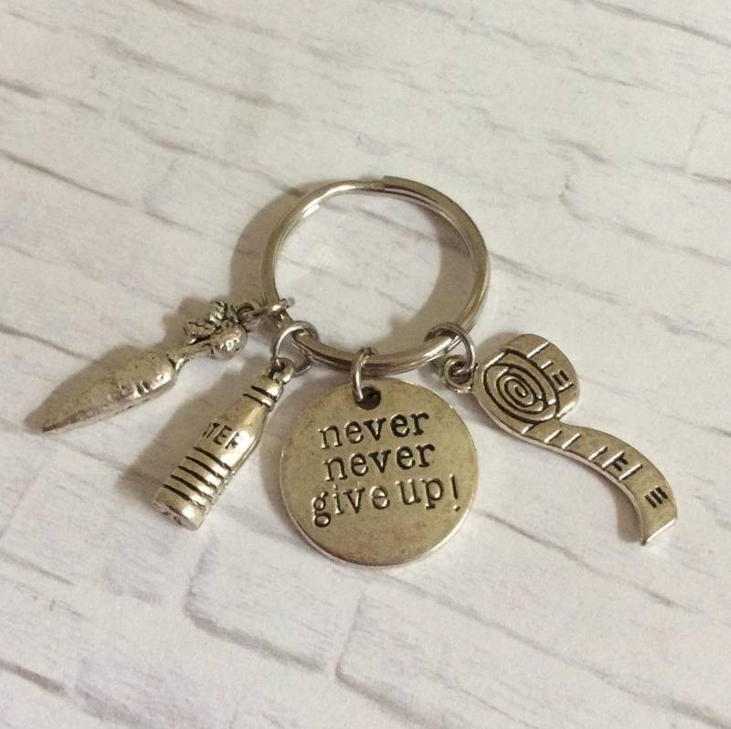 Geben Sie Nie Schlüsselanhänger, Bodycycling Gewichtheben Personal Trainer, Fitness Gewichtsverlust Motivation von FitChickJewelry