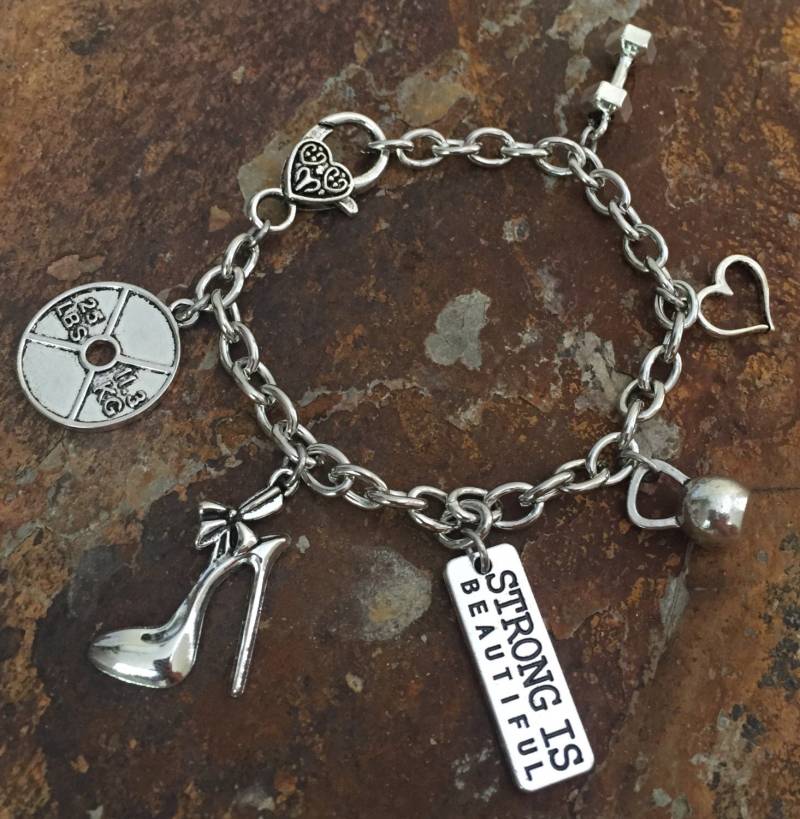Heels & Steel Armband, Bodybuilder Gewichtheben Fitness Hantel Kettlebell Schmuck von FitChickJewelry