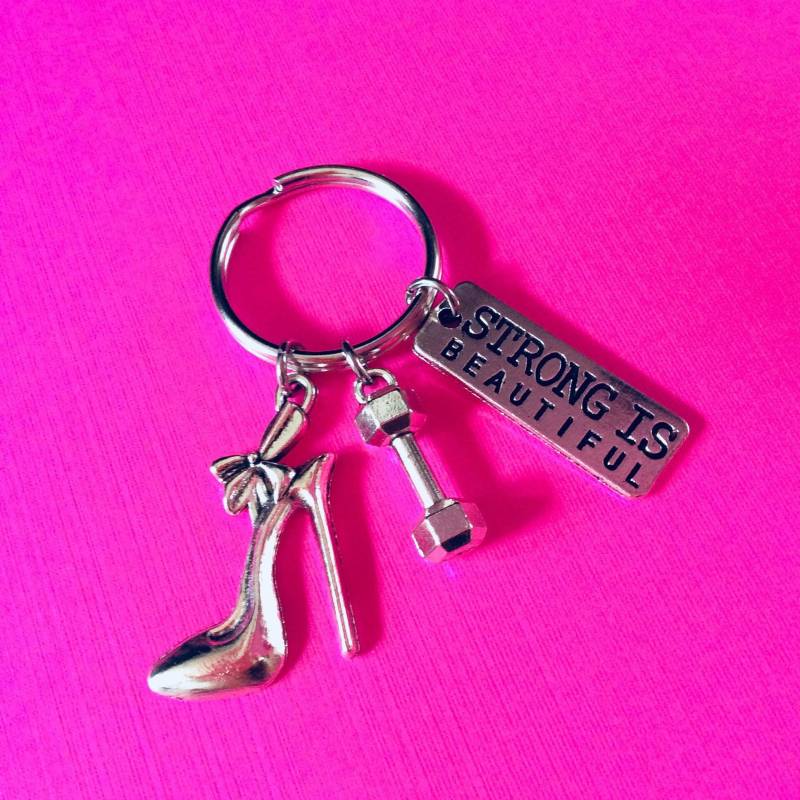 Heels & Steel Schlüsselanhänger, Bodycycling Gewichtheben Fitness Kurzhantel Schlüsselring, Personal Trainer von FitChickJewelry