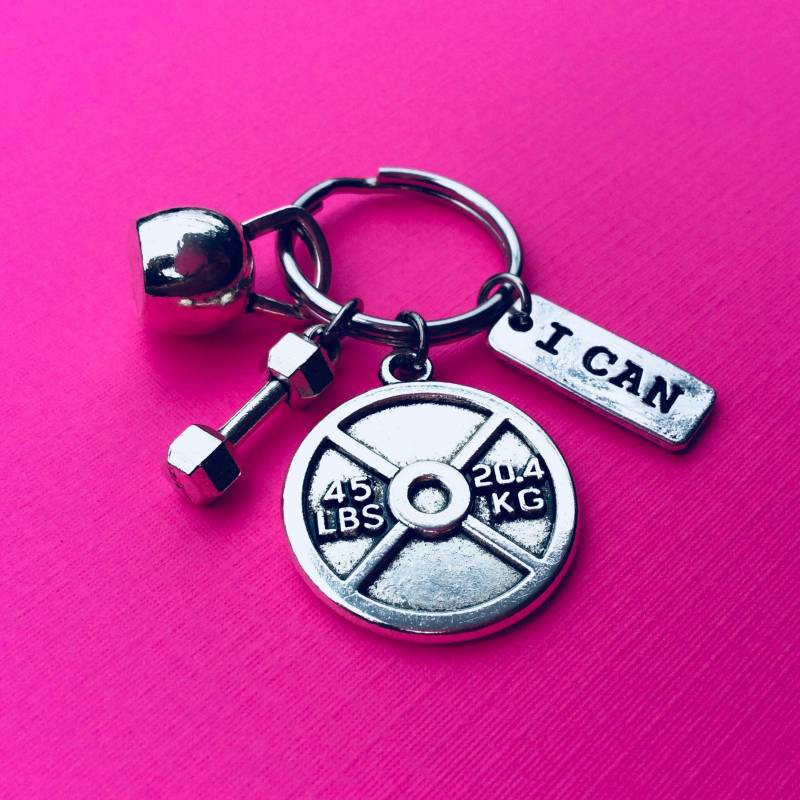 Ich Kann Schlüsselanhänger Bodygebeitebau Schlüsselanhänger, Gewichtheben Fitness Kurzhantel Kettlebell Personal Trainer von FitChickJewelry