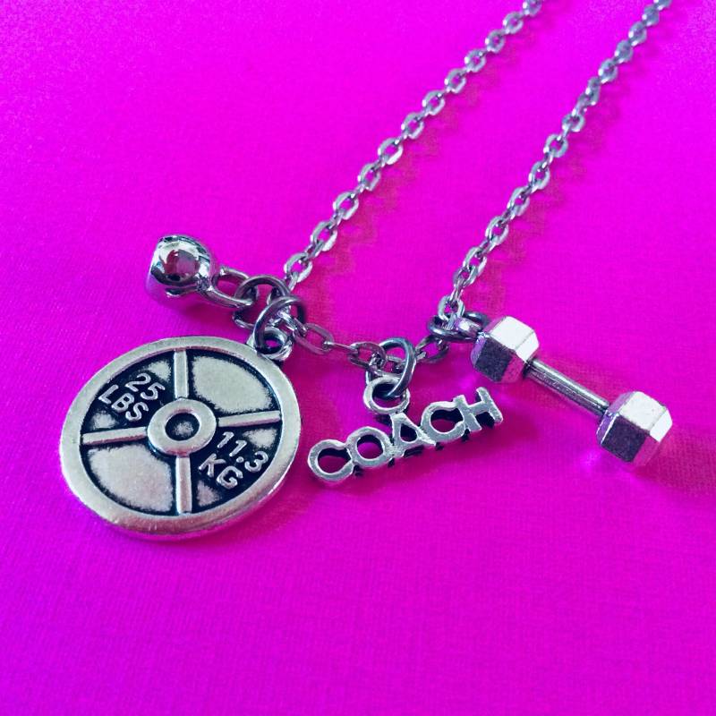 Persönlicher Trainer Halskette, Bodycycling Schmuck, Gewichtheben, Fitness Hantel Halskette, Kettlebell Coach Schmuck von FitChickJewelry