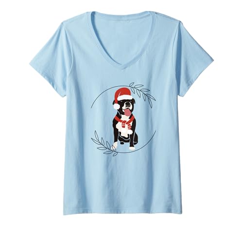 Damen APBT Weihnachtsmann Pitbull Xmas Pittie Parent Dog Lovers T-Shirt mit V-Ausschnitt Damen APBT Weihnachtsmann Pitbull Xmas Pittie Parent Dog Lovers T-Shirt mit V-Ausschnitt von FitFurFun