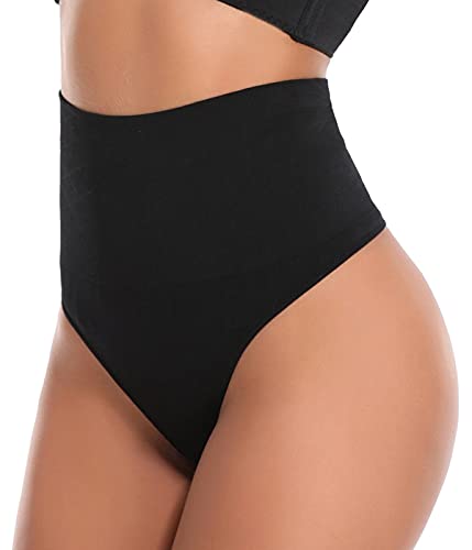 FitValen Bauchweg String Damen Miederslip Shaping Tanga Stark Formende Shapewear Figurformende Miederhose G-Tanga Unterwäsche Taillenformer Body Shaper Hohe Taille Unterhose Slip Schwarz XL von FitValen