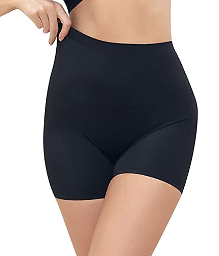 FitValen Unterhose Damen Unter Rock Slip Shorts Bauchweg Leggings Anti-Chafing Kurz Hose Figurenformend Shapewear Taille Shaping Miederhose Miederpants Miderslip Boxershorts Unterwäsche Schwarz S von FitValen