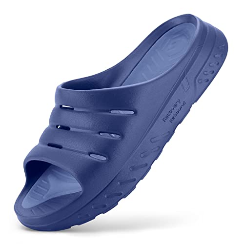 FitVille Breit Diabetiker Badeschuhe Herren Orthopädischer Slippers mit Fußgewölbestütze Gesundheitsschuhe für Geschwollene Füße Blau 43/44 EU Weit von FitVille