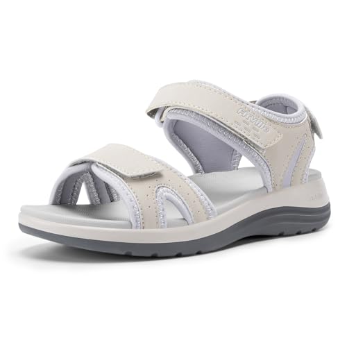 FitVille Breit Peep Toe Sport Sandaletten Damen Freizeit Walking Slide Schuhe Bequem Leicht für dicker Füße Perlweiß EU Weit 37.5 FitVille Breit Peep Toe Sport Sandaletten Damen Freizeit Walking Slide Schuhe Bequem Leicht für dicker Füße Perlweiß EU Weit 37.5 von FitVille
