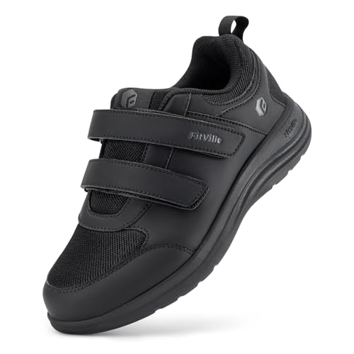 FitVille Breit Senioren Schuhe Damen mit Klettverschluss Freizeit Sneaker 35.5 EU Weit Schwarz von FitVille