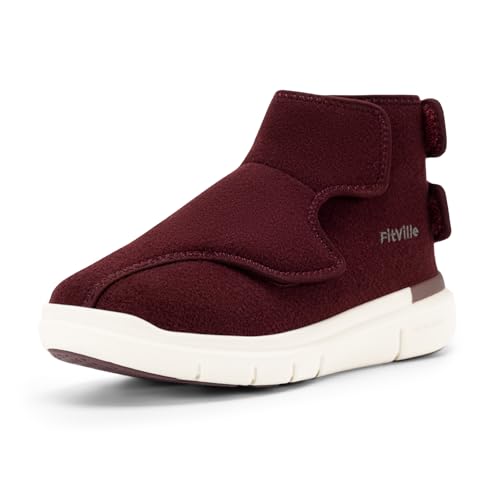 FitVille Winterschuhe Extra Weit Damen mit Klettverschluss Gefütterter Winterstiefel Rutschfeste Seniorenschuhe Hausschuhe Gesundheitschuhe Verbandsschuh Warme Winterboots Weinrot EU 39.5 Weit von FitVille