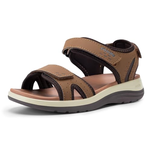 FitVille Breite Sandalen für Senioren Frauen Sommer Schuhe Damen für breite Füße Braun 39 EU Weit von FitVille