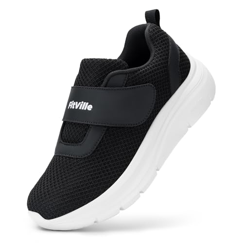 FitVille Damen Schuhe mit Klettverschluss extra weit Atmungsaktiv Walking Freizeitschuhe Schwarz 38.5 EU X-Weit FitVille Damen Schuhe mit Klettverschluss extra weit Atmungsaktiv Walking Freizeitschuhe Schwarz 38.5 EU X-Weit von FitVille