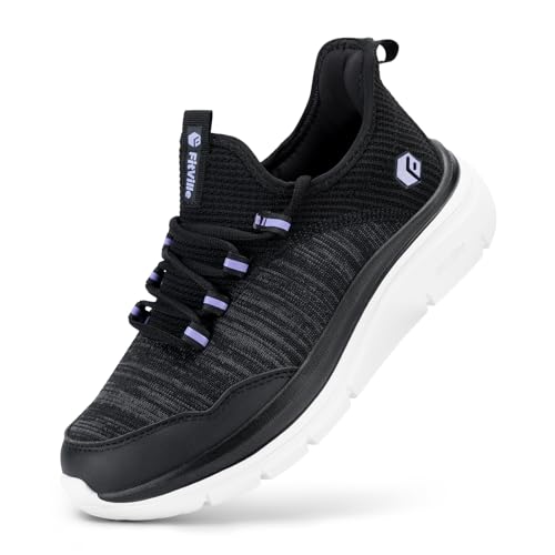 FitVille Slip On Sneaker Damen Walkingschuhe Extra Weit Laufschuhe Leichte Joggingschuhe Atmungsaktiv Fitnessschuhe Bequeme Sportschuhe für Breite Füße,Schwarz,41,Weit von FitVille