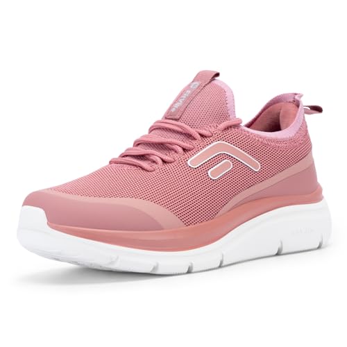 FitVille Damen Walkingschuhe Extra Weite Freizeitschuhe Atmungsaktiv Turnschuhe Leicht Joggingschuhe Sportschuhe Slip On Sneaker mit Dicker Sohle Bequeme Damenschuhe,Dunkelpink,36,X-Weit von FitVille