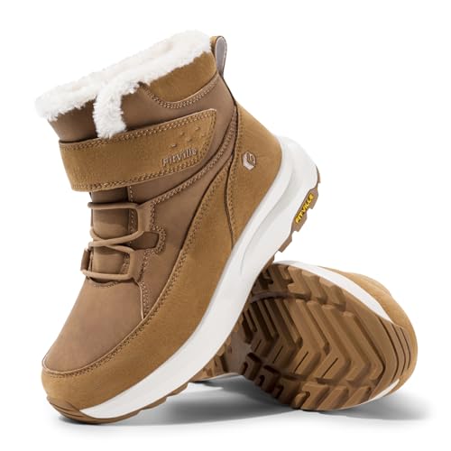 FitVille Damen Winterstiefel Extra Weit Winterschuhe Wasserdicht Warm Gefütterte Schneestiefel Winter Kurzschaft Stiefel Breit Outdoor Rutschfeste Stiefel Boots,Braun,42.5 EU,Weit von FitVille