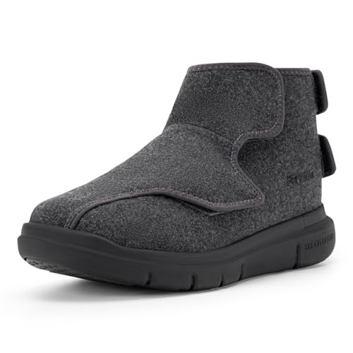 FitVille Winterschuhe Herren Extra Breit Winterstiefel mit Klettverschluss Warme Herrenstiefel Gesundheitschuhe Seniorenschuhe Bequeme Pflegeschuhe Winterboots Outdoor Winter Shoes Grau EU 40 X-Weit von FitVille