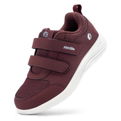 FitVille EasyTop StrapEase V6 Schuhe Damen mit Klettverschluss für breite Füße Weinrot 38.5 EU X-Weit von FitVille