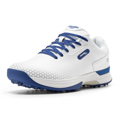 FitVille Extra Breit Golfschuhe für Herren wasserdicht Men's Golf Shoes Atmungsaktiv Trainingsschuh für Golf Weiß 47 EU X-Weit von FitVille
