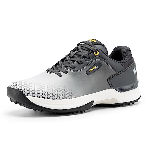 FitVille Extra Weit Golfschuhe für Herren wasserdicht Golfschuh Herren mit Schnürung Atmungsaktiv Trainingsschuh für Golf Hellgrau 40 EU X-Weit von FitVille