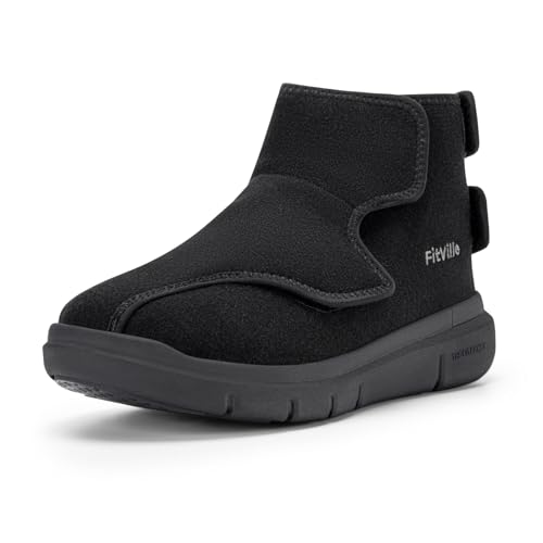 FitVille Extra Weit Herren Hausschuhe mit Klettverschlussn Warm Senioren Winter Boots Schwarz 42.5 EU X-Weit FitVille Extra Weit Herren Hausschuhe mit Klettverschlussn Warm Senioren Winter Boots Schwarz 42.5 EU X-Weit von FitVille