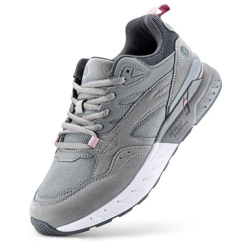 FitVille Extra Weit Laufschuhe Damen Sportschuhe Walking Schuhe Breite Turnschuhe Leichte Joggingschuhe Fitnessschuhe Bequeme Sneakers für Breite Füße,Grau,39 EU,Weit von FitVille