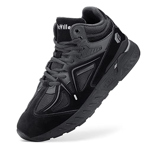 FitVille Extra Weit Laufschuhe Herren Breite Turnschuhe Sportschuhe Hoch Sneaker Bequeme Walkingschuhe Stiefel Jetschwarz 44.5 EU Weit von FitVille