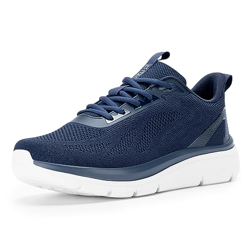 FitVille Extra Weit Laufschuhe Herren Gedämpft Joggingschuhe Helle Sohle Straßenlaufschuhe Atmungsaktiv Sportschuhe Fitnessstudio rutschfest Turnschuhe Nachtblau 41 EU Weit von FitVille