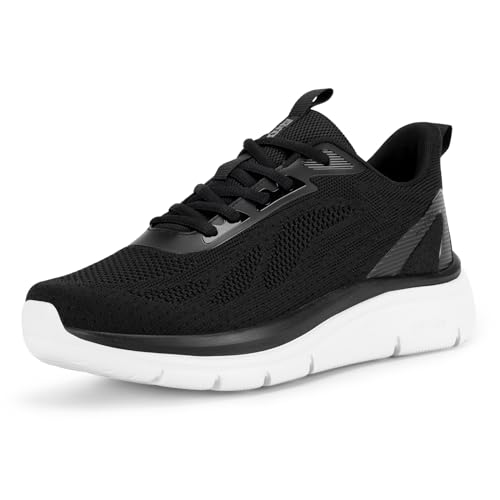 FitVille Extra Weit Laufschuhe Herren Gedämpft Joggingschuhe Helle Sohle Straßenlaufschuhe Atmungsaktiv Sportschuhe Fitnessstudio rutschfest Turnschuhe Schwarz Weiß 40 EU Weit von FitVille