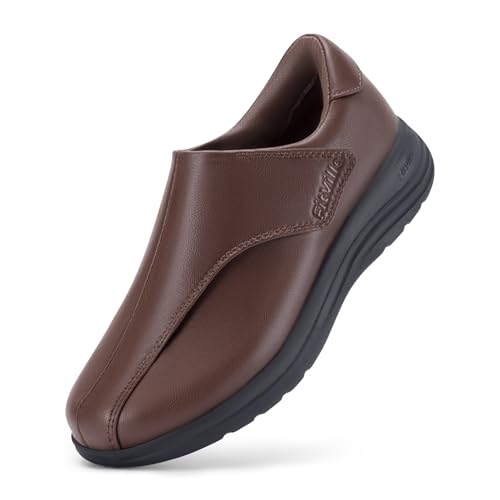 FitVille Extra Weit Damenschuhe mit Klettverschluss Freizeit Walking Lederschuh Weite K 42.5 EU X-Weit Ziegelrot von FitVille