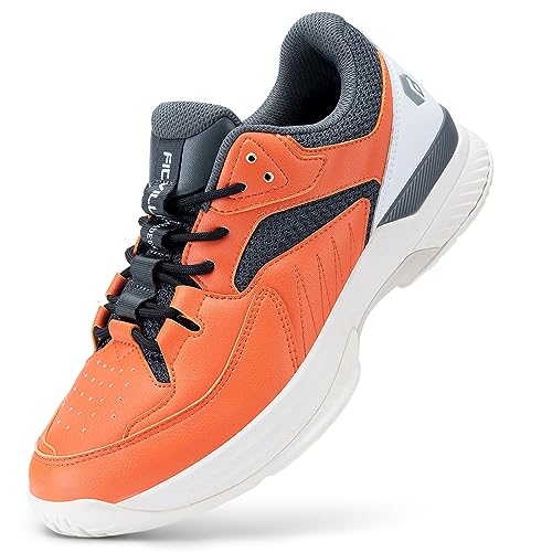 FitVille Extra Weit Tennisschuhe Herren Breit Hallenturnschuh Atmungsaktiv Training Schuhe für Tennis Badminton Walking Fitnessstudio Orange 42.5 EU Weit von FitVille