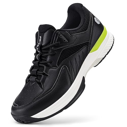 FitVille Extra Weit Tennisschuhe Herren Breit Hallenturnschuh Atmungsaktiv Training Schuhe für Tennis Badminton Walking Fitnessstudio Schwarz 44.5 EU Weit von FitVille