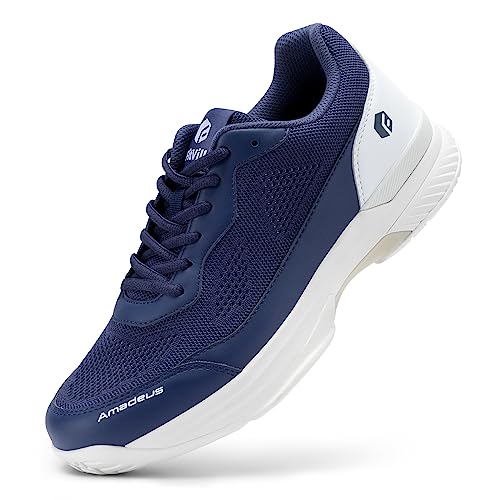 FitVille Extra Weit Tennisschuhe Herren rutschfest Hallenschuhe Atmungsaktiv Badminton Schuhe Bequemen Fitnessschuhe Blau/Weiß 42 EU X-Weit von FitVille