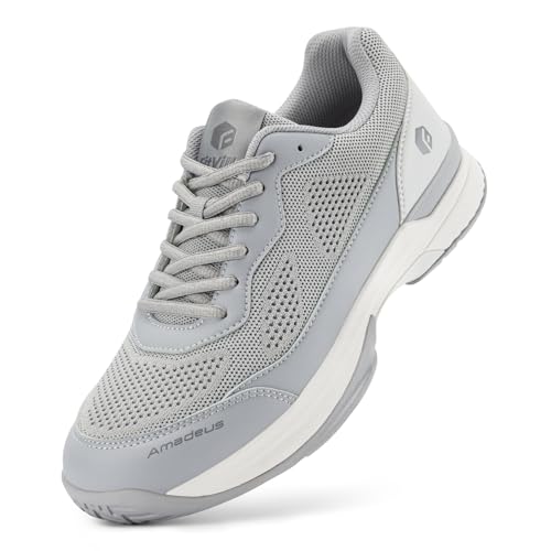 FitVille Extra Weit Tennisschuhe Herren rutschfest Hallenschuhe Atmungsaktiv Badminton Schuhe Bequemen Fitnessschuhe Mondgrau 47 EU Normal von FitVille